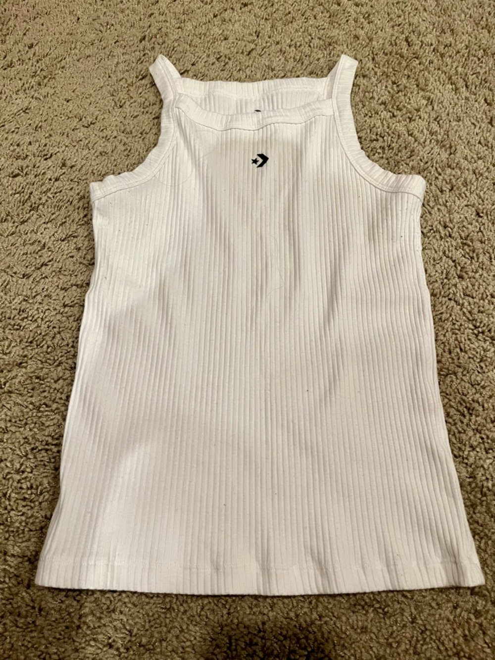 Converse White Ribbed Logo Tank